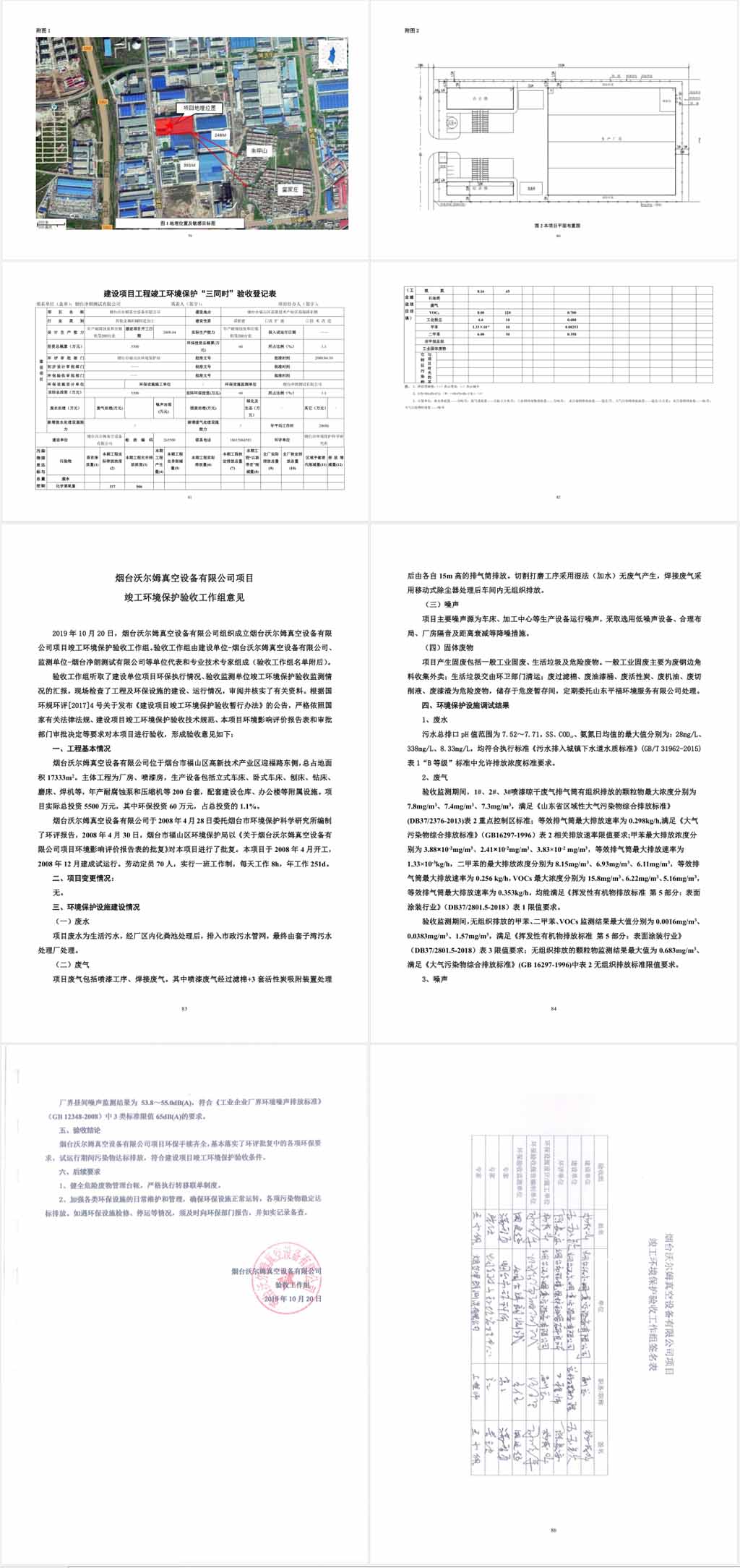 烟台沃尔姆真空设备有限公司环境保护验收监测表公示14