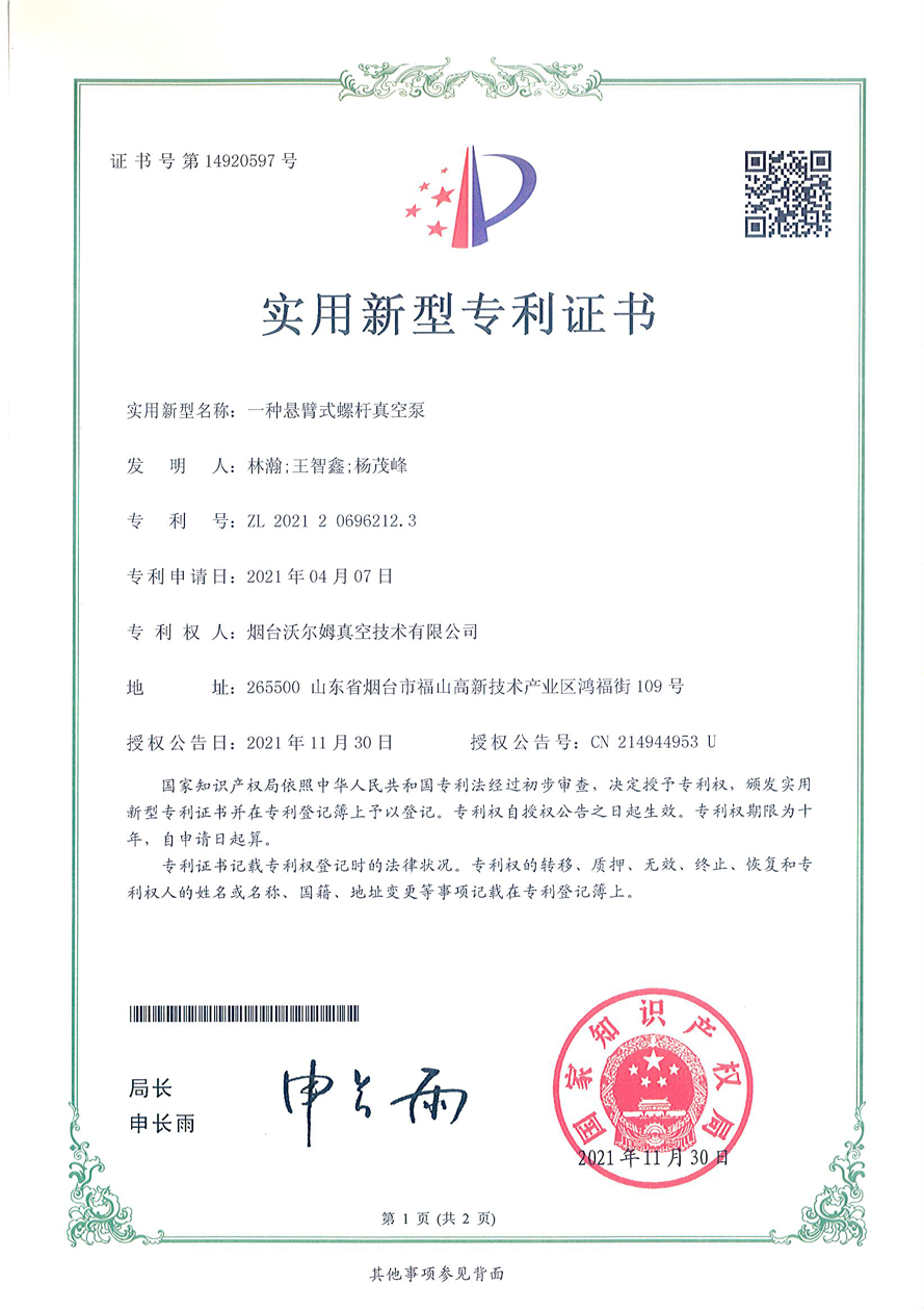 一种悬臂式螺杆真空泵