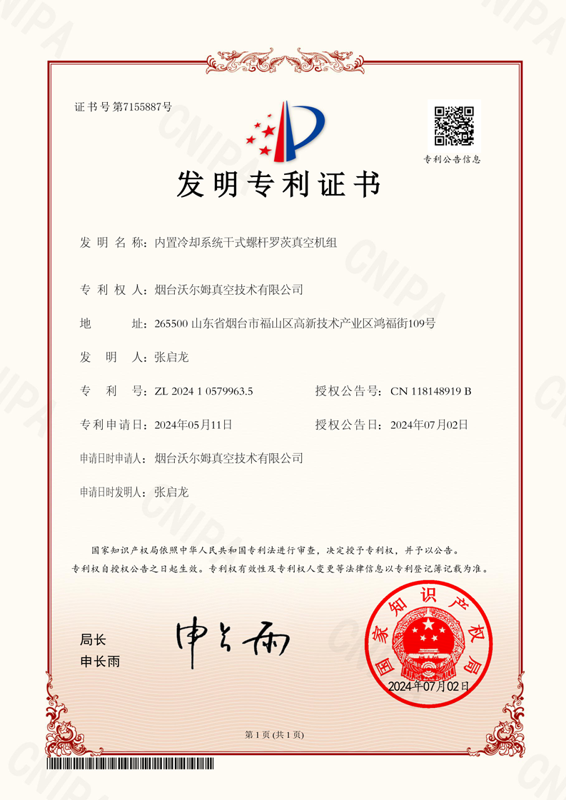 内置冷却系统干式螺杆罗茨真空机组