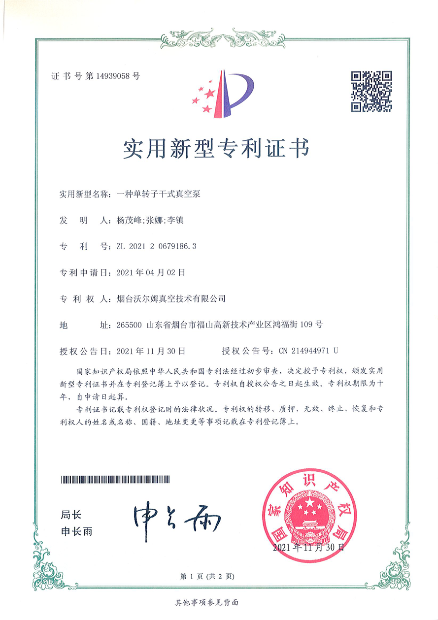 一种单转子干式真空泵